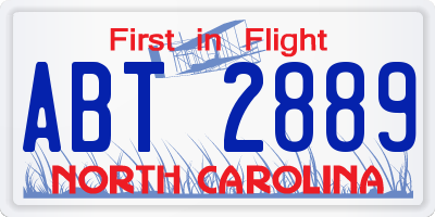 NC license plate ABT2889