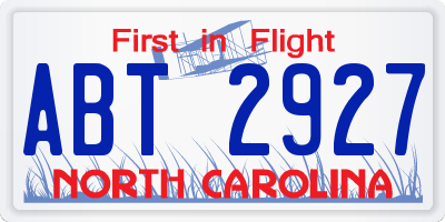 NC license plate ABT2927