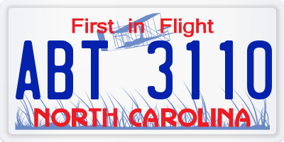 NC license plate ABT3110