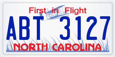 NC license plate ABT3127