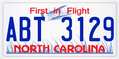 NC license plate ABT3129