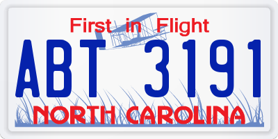 NC license plate ABT3191
