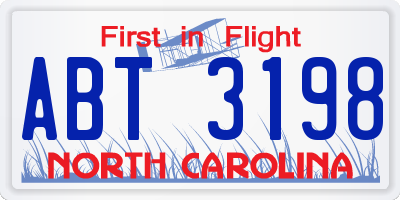NC license plate ABT3198
