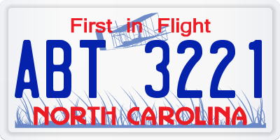 NC license plate ABT3221