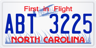 NC license plate ABT3225