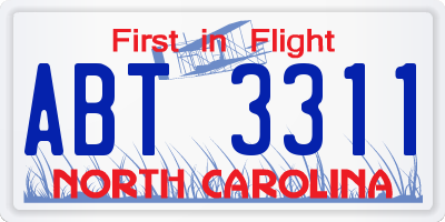 NC license plate ABT3311