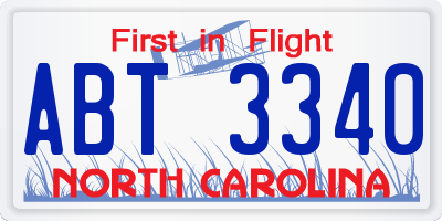 NC license plate ABT3340
