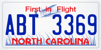 NC license plate ABT3369