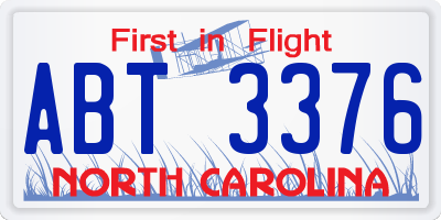 NC license plate ABT3376