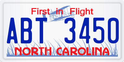 NC license plate ABT3450