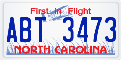 NC license plate ABT3473