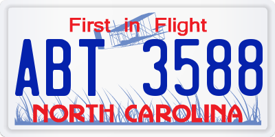 NC license plate ABT3588
