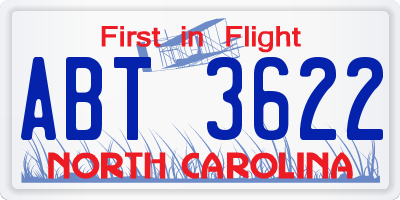 NC license plate ABT3622