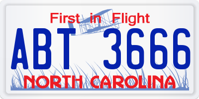 NC license plate ABT3666