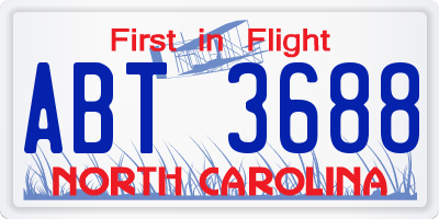 NC license plate ABT3688