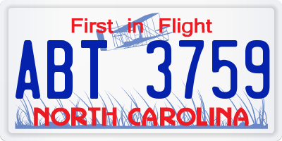 NC license plate ABT3759