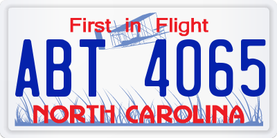 NC license plate ABT4065