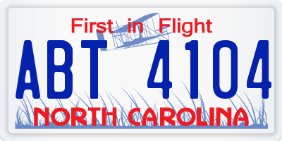 NC license plate ABT4104