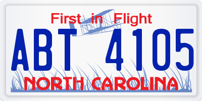 NC license plate ABT4105