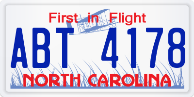 NC license plate ABT4178