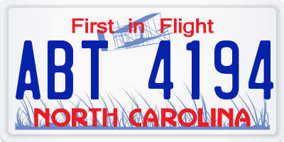 NC license plate ABT4194