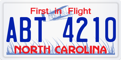 NC license plate ABT4210