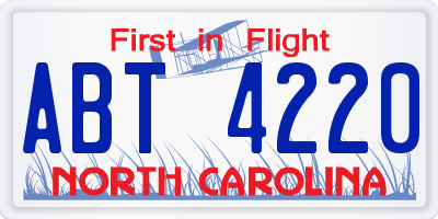 NC license plate ABT4220