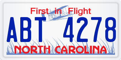 NC license plate ABT4278