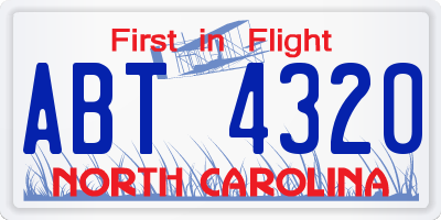 NC license plate ABT4320