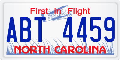 NC license plate ABT4459