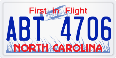 NC license plate ABT4706