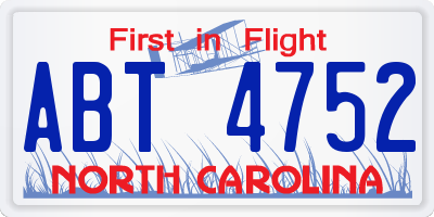 NC license plate ABT4752