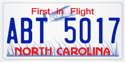 NC license plate ABT5017