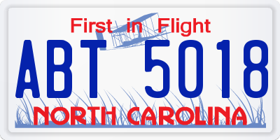 NC license plate ABT5018