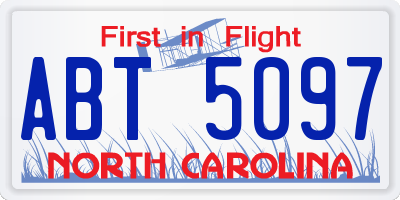 NC license plate ABT5097