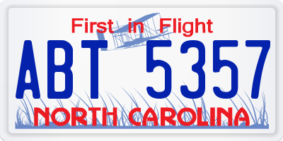 NC license plate ABT5357