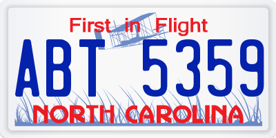 NC license plate ABT5359