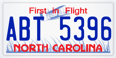NC license plate ABT5396