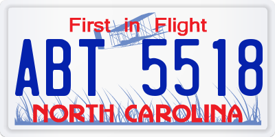 NC license plate ABT5518