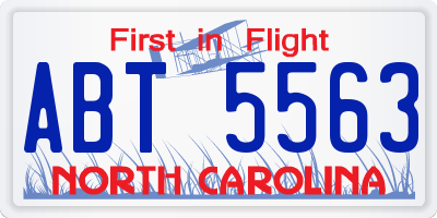 NC license plate ABT5563
