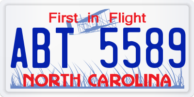NC license plate ABT5589