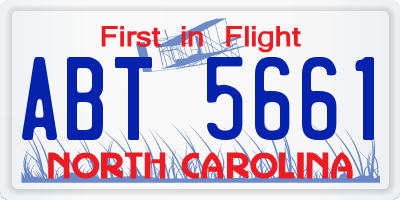 NC license plate ABT5661