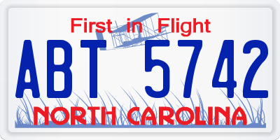 NC license plate ABT5742