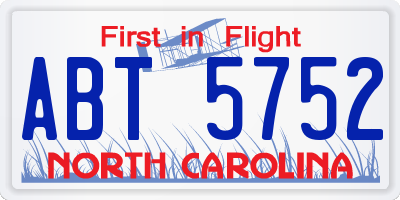 NC license plate ABT5752