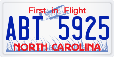 NC license plate ABT5925