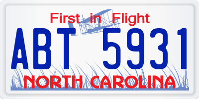 NC license plate ABT5931