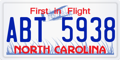 NC license plate ABT5938