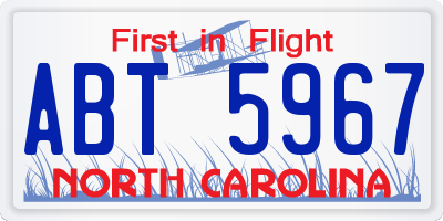 NC license plate ABT5967