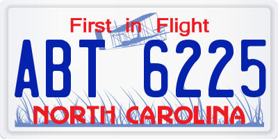 NC license plate ABT6225
