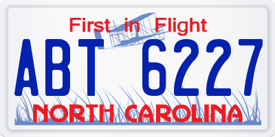 NC license plate ABT6227